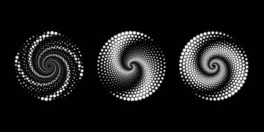 Beyaz yarım tonlu noktalı girdap şekilleri