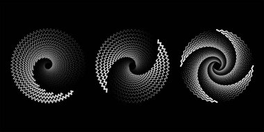 Girdap şeklinde beyaz zigzag noktalı çizgiler kümesi