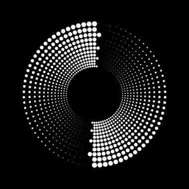 Beyaz yarım tonlu noktalı çizgiler daire şeklinde.