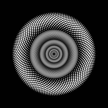 Beyaz soyut yarım tonlu noktalar yuvarlak formda