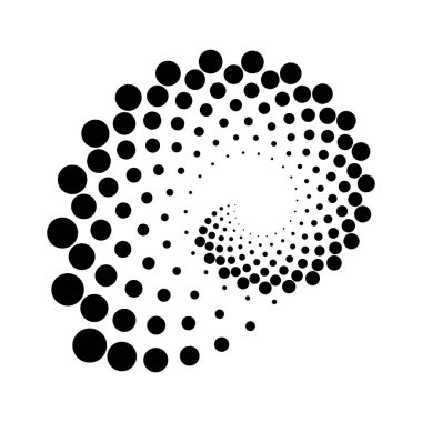 Girdap formunda soyut siyah noktalı hız çizgileri, vektör illüstrasyonu