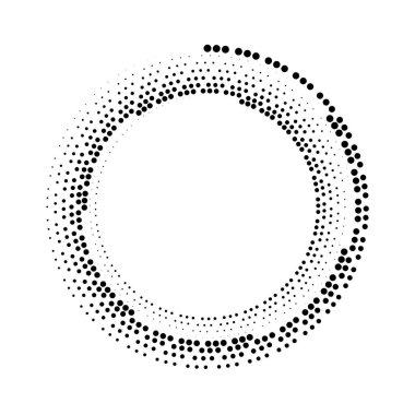 Soyut siyah yarım ton noktalı şekil sarmal formda, vektör illüstrasyonu