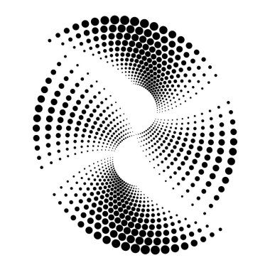 Yarım ton noktalı soyut siyah şekil, vektör illüstrasyonu