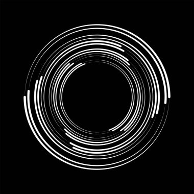 Çember biçiminde soyut beyaz vektör hız çizgileri, vektör illüstrasyonu