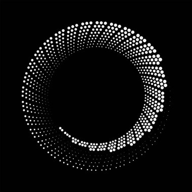 Soyut beyaz yarım ton noktalı spiral şekil, vektör illüstrasyonu