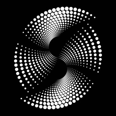 Yarım ton noktalı soyut beyaz şekil, vektör illüstrasyonu