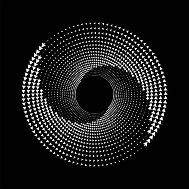 Girdap formunda soyut beyaz küçük üçgenler, vektör illüstrasyonu