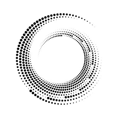 Sarmal formda siyah yarım ton noktalar, vektör illüstrasyonu