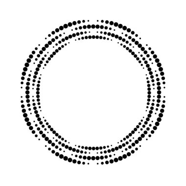 Çember biçiminde siyah noktalı çizgiler, vektör illüstrasyonu