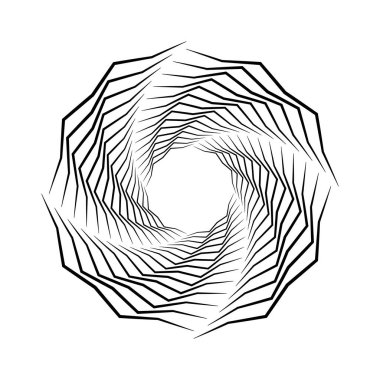 Girdap formunda siyah soyut zikzak çizgileri, vektör illüstrasyonu