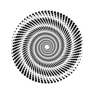 Girdap formunda siyah noktalı daire şekli, vektör illüstrasyonu