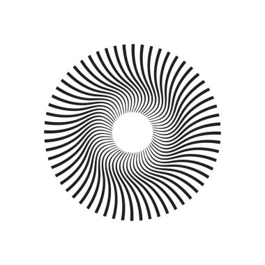 Daire şeklinde siyah radyal dalgalı vektör çizgileri, vektör illüstrasyonu