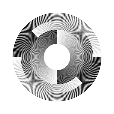 Daire biçiminde siyah vektör hız çizgileri, vektör illüstrasyonu