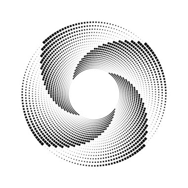 Siyah vektör girdap formunda küçük kareler, vektör illüstrasyonu