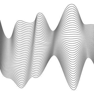 Beyaz arka planda siyah dalgalı çizgiler, vektör illüstrasyonu