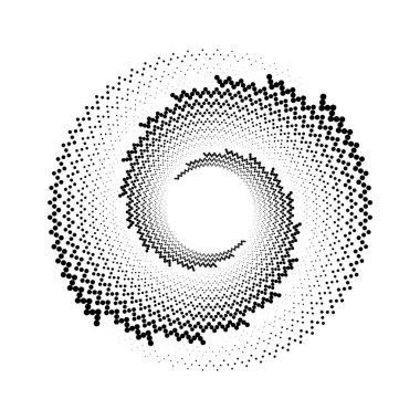 Siyah zigzag yarım ton noktalı girdap şekli, vektör illüstrasyonu