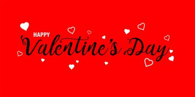 Sevgililer Günün kutlu olsun siyah metin ve beyaz kalpler, vektör illüstrasyonu