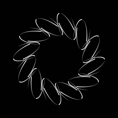 Radial beyaz soyut şekiller yuvarlak formda, vektör illüstrasyonu