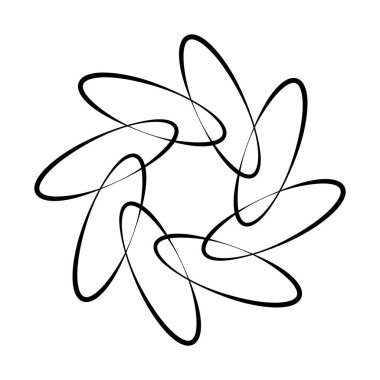 Radial siyah elipsler yuvarlak formda, vektör illüstrasyonu