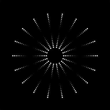 Radial beyaz noktalı hız çizgileri yuvarlak formda, vektör illüstrasyonu