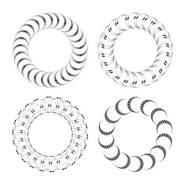 Soyut siyah noktalı çerçeveler kümesi, vektör illüstrasyonu