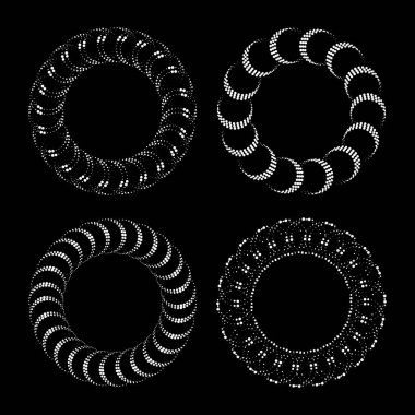 Soyut beyaz noktalı çerçeveler kümesi, vektör illüstrasyonu