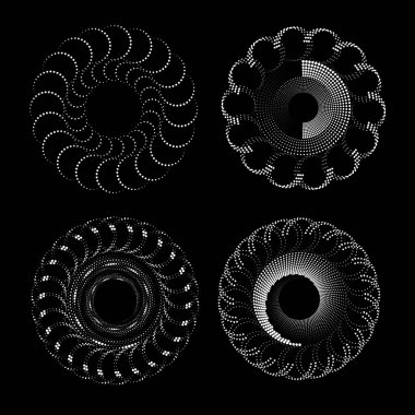 Soyut beyaz noktalı şekiller kümesi, vektör illüstrasyonu