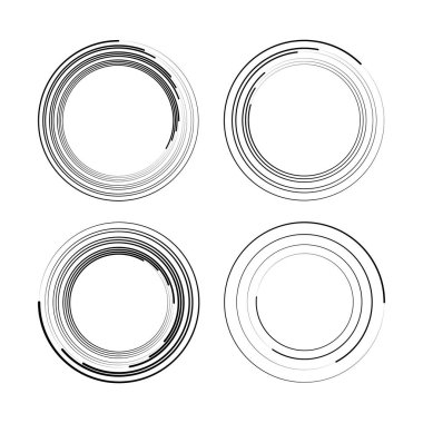 Yuvarlak formda siyah hız çizgileri kümesi, vektör illüstrasyonu