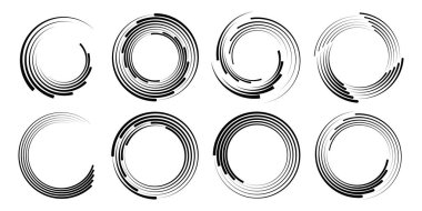 Sarmal formda siyah eğri hız çizgileri kümesi, vektör illüstrasyonu