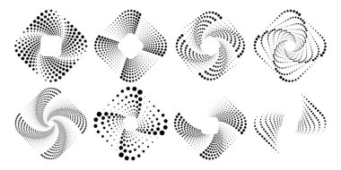 Sarmal formda siyah noktalı yuvarlak kareler kümesi, vektör illüstrasyonu