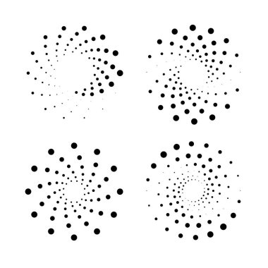 Sarmal formda siyah yarım ton noktalar kümesi, vektör illüstrasyonu