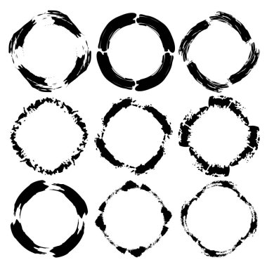 Daire biçiminde siyah grungy çizgiler kümesi, vektör illüstrasyonu