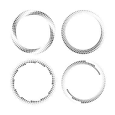 Girdap formunda siyah yarım tonlu noktalar kümesi, vektör illüstrasyonu