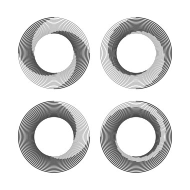 Çember biçiminde siyah çizgiler kümesi, vektör illüstrasyonu