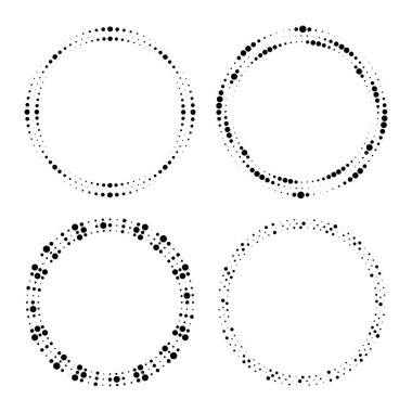 Daire biçiminde siyah şekiller kümesi, vektör illüstrasyonu