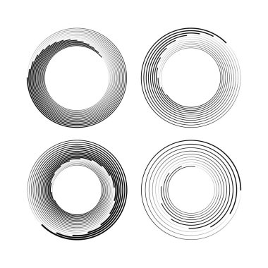 Daire biçiminde siyah hız çizgileri kümesi, vektör illüstrasyonu