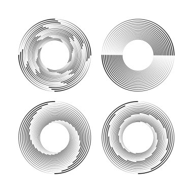 Sarmal formda siyah vektör çizgileri kümesi, vektör illüstrasyonu