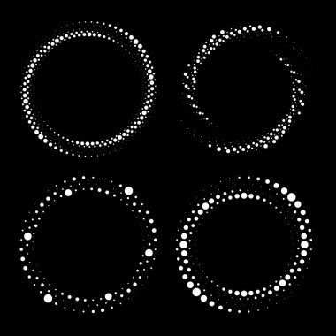 Girdap formunda beyaz noktalı şekiller kümesi, vektör illüstrasyonu