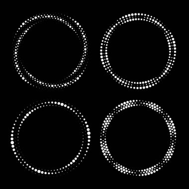 Yuvarlak şekilli beyaz noktalı şekiller kümesi, vektör illüstrasyonu