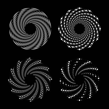 Girdap formunda beyaz noktalı hız çizgileri kümesi, vektör illüstrasyonu