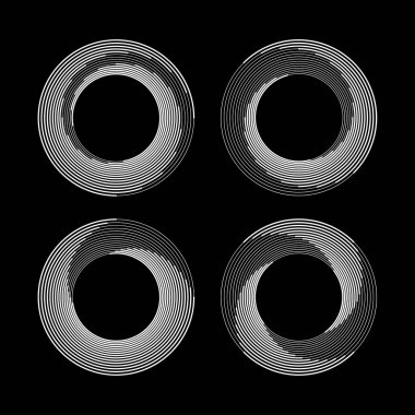 Çember biçiminde beyaz çizgiler kümesi, vektör illüstrasyonu