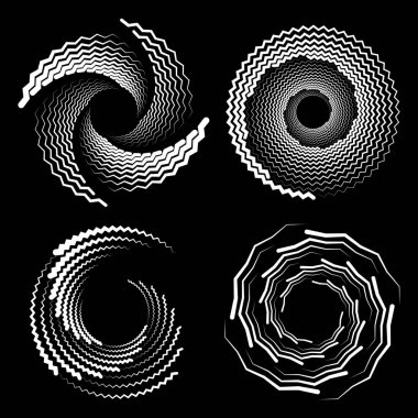 Beyaz zigzag girdap şekilleri, vektör illüstrasyonu