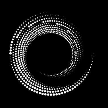 Sarmal formda beyaz yarım ton noktalar, vektör illüstrasyonu