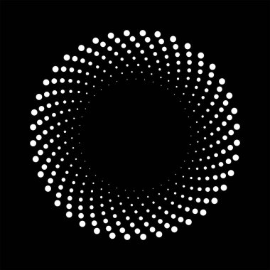 Beyaz kıvrımlı yarım tonlu noktalı çizgiler sarmal formda, vektör illüstrasyonu