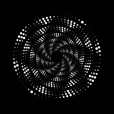 Girdap formunda beyaz noktalı daire şekli, vektör illüstrasyonu