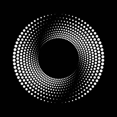 Girdap formunda beyaz yarım ton noktalar, vektör illüstrasyonu