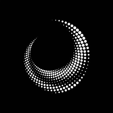 Beyaz yarım tonlu benekli çizgiler sarmal formda, vektör illüstrasyonu