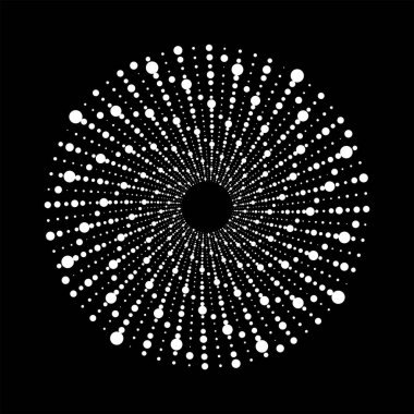 Beyaz vektör noktalı çizgiler daire şeklinde, vektör illüstrasyonu