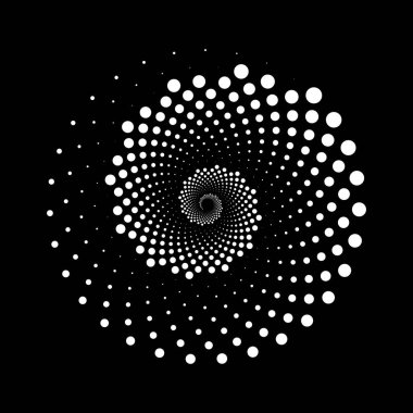 Beyaz girdap yarım ton noktalı şekil, vektör illüstrasyonu