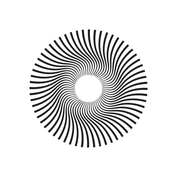 Daire şeklinde siyah radyal dalgalı vektör çizgileri, vektör illüstrasyonu